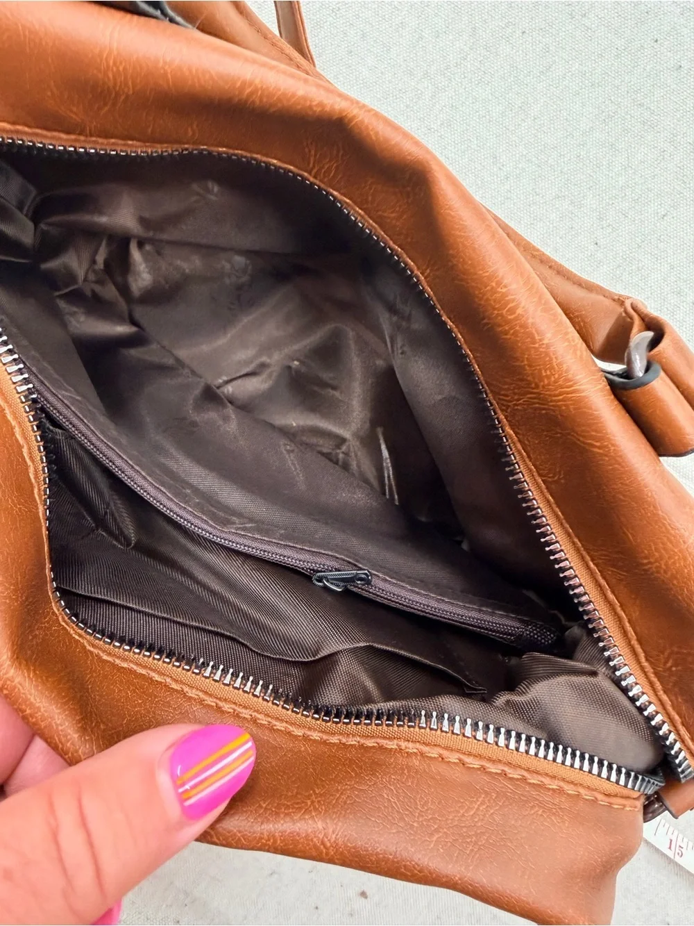 Brown Leatherette Satchel Handbag